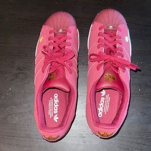 Adidas Originals Superstar Shoes Burgundy Cloud White Gold